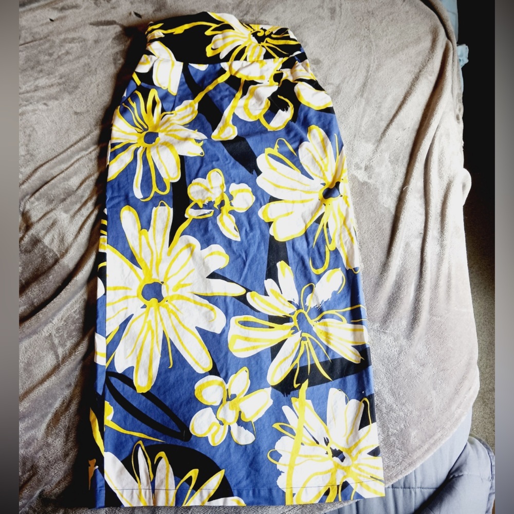 High-Waist Tropical Midi Skirt